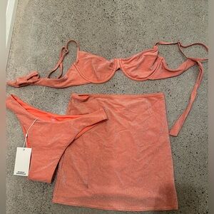 Monday Swimwear Orange Three Piece Set